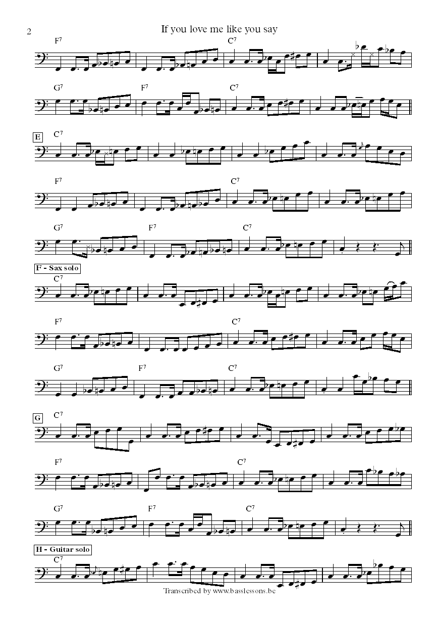 Albert Collins If You Love Me Like You Say bass transcription part 2