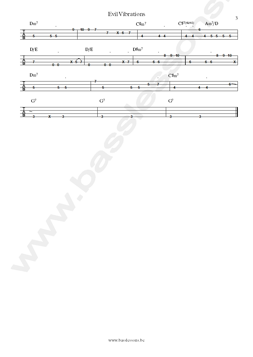 Mighty Ryeders Evil vibrations bass tab part 3
