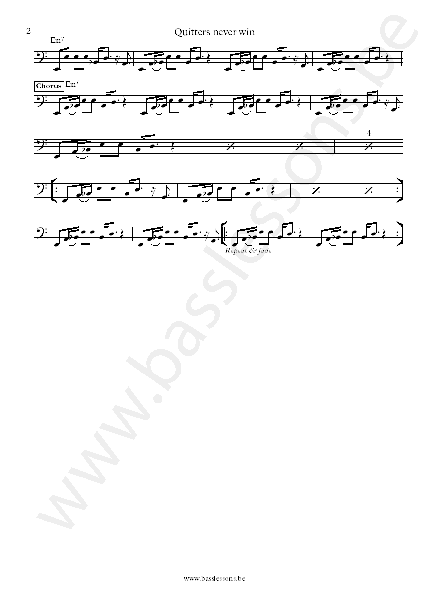 Dr. John Quitters never win George Porter Jr. bass transcription part 2