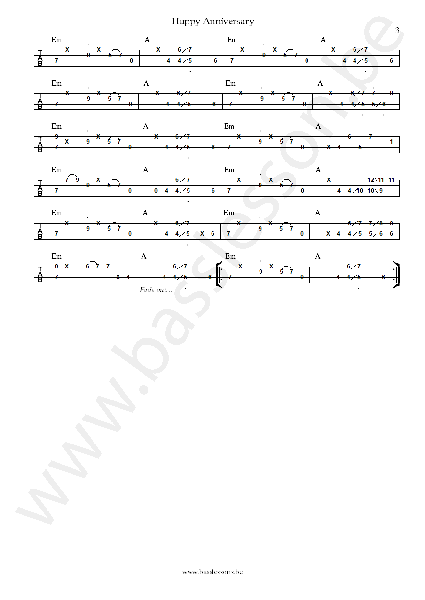 Little Rive r Band Happy anniversary bass tab part 3