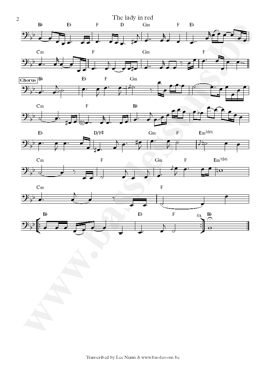 Chris de Burgh The Lady in Red John Giblin bass transcription part 2