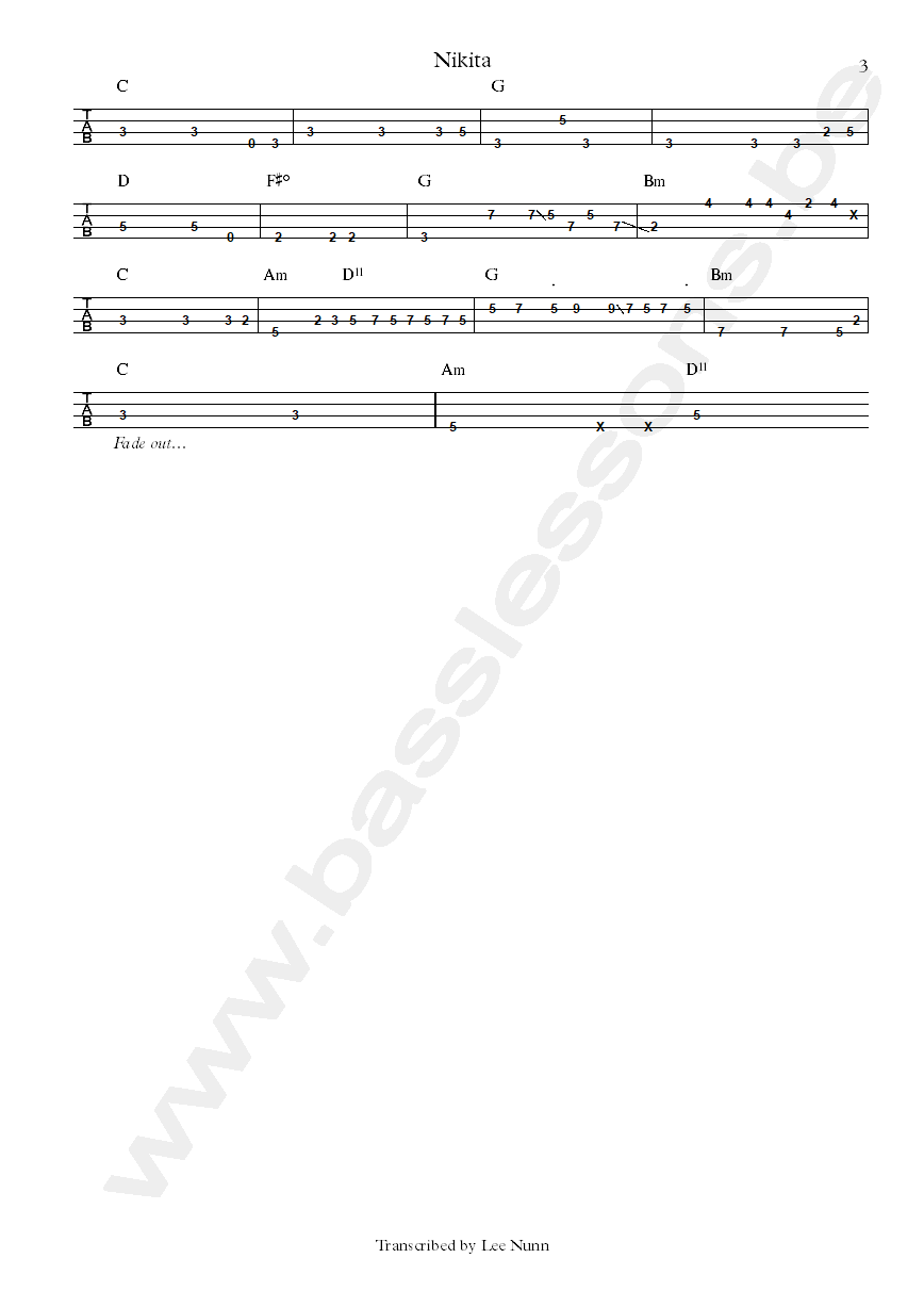 lton John Nikita David Paton bass tab part 3