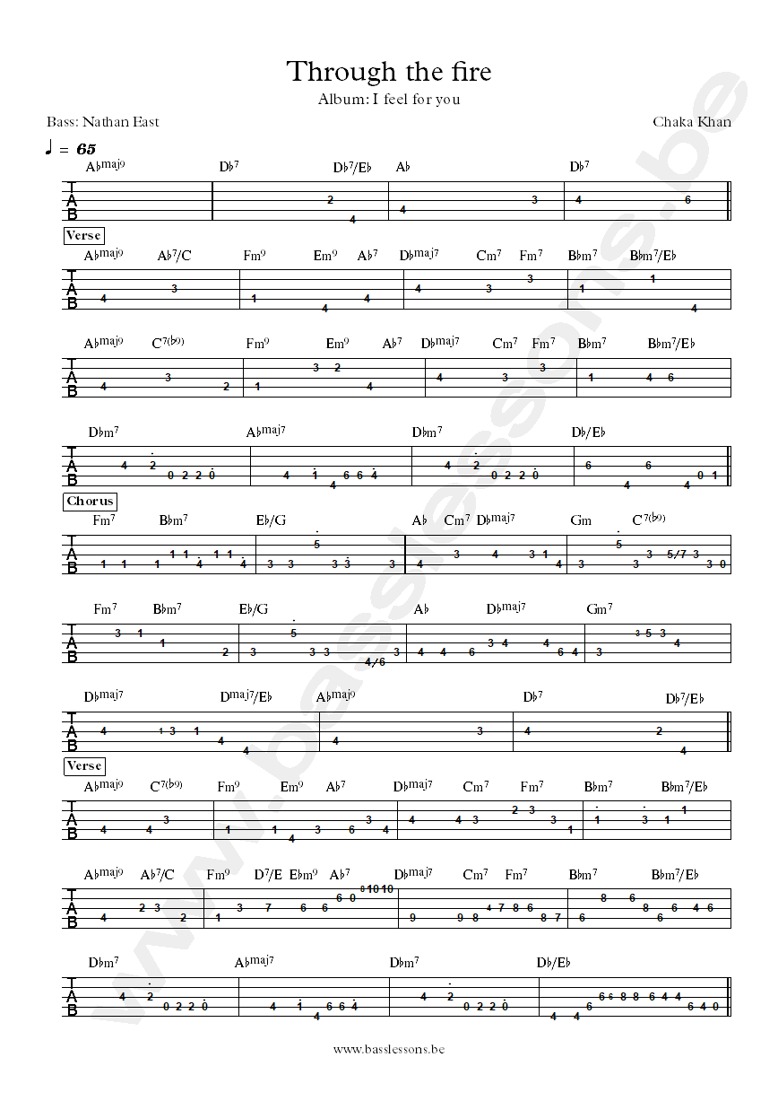 Chaka Khan Through the fire Nathan East bass tab