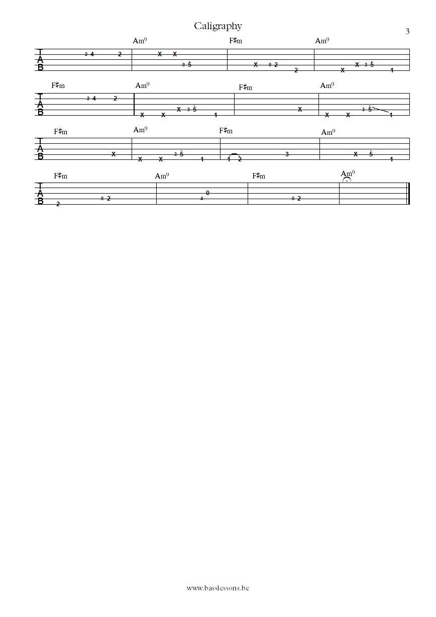 yussef kamaal Calligraphy bass tab part 3