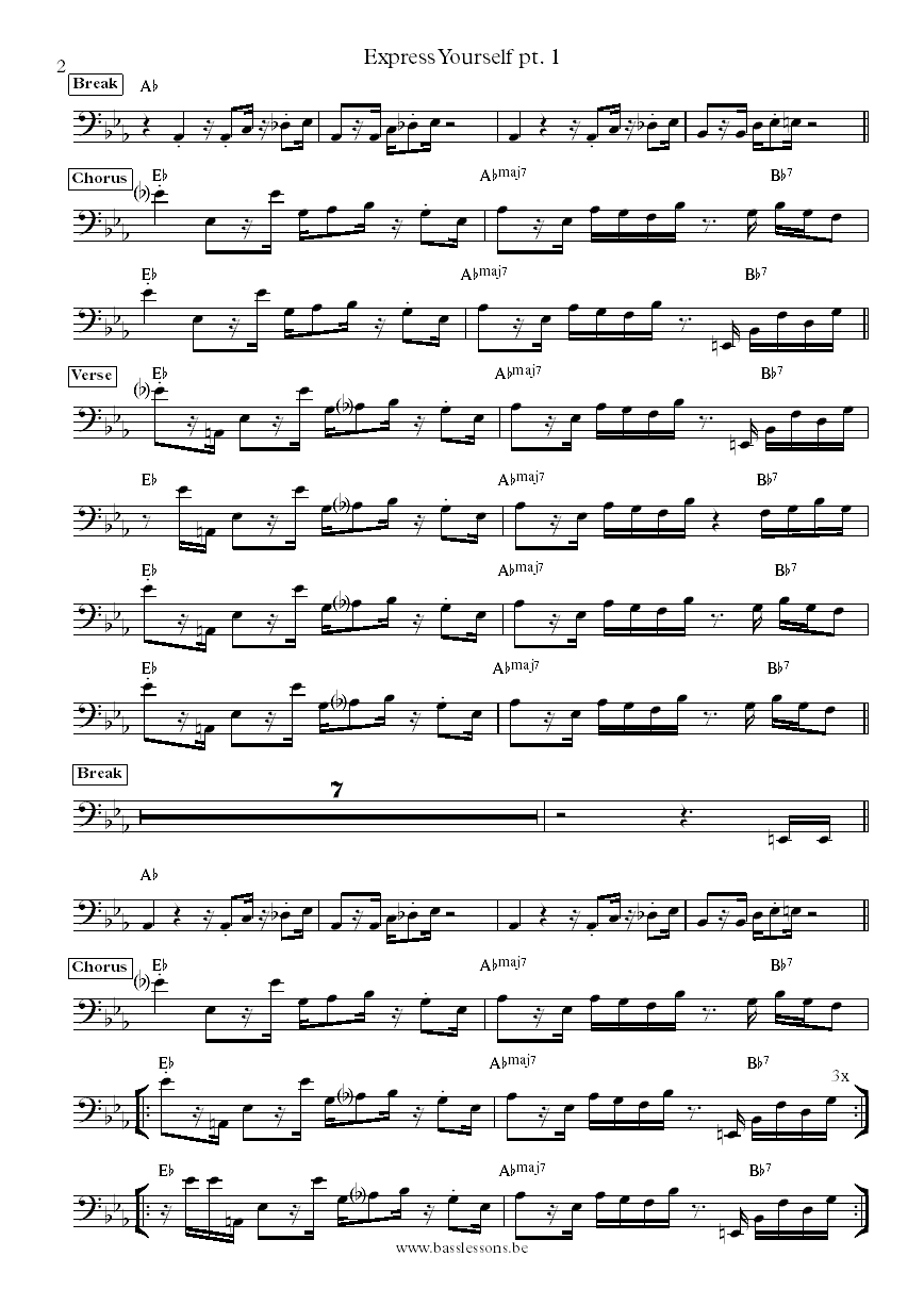 Charles Wright Express yourself bass transcription part 2