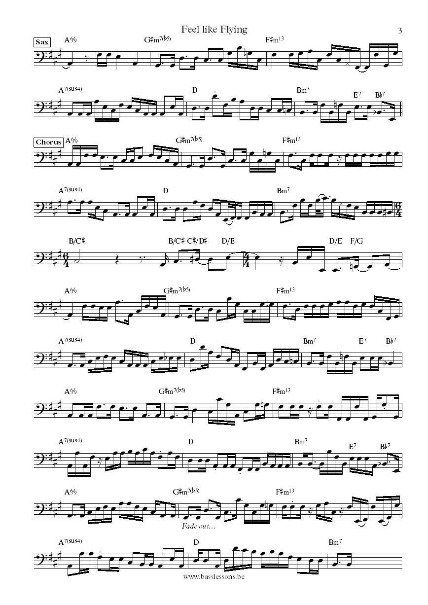 Gino Vanelli Feel like flying Jimmy Haslip bass transcription part 3