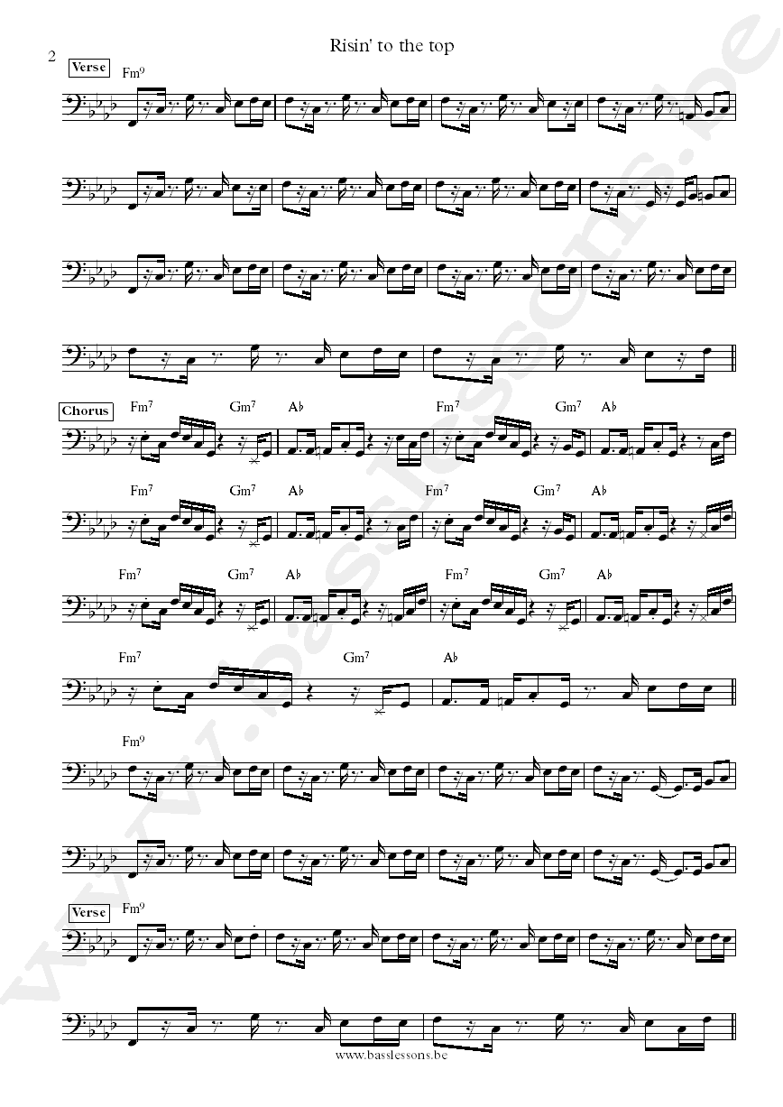 Keni Burke Risin To The Top bass transcription part 2