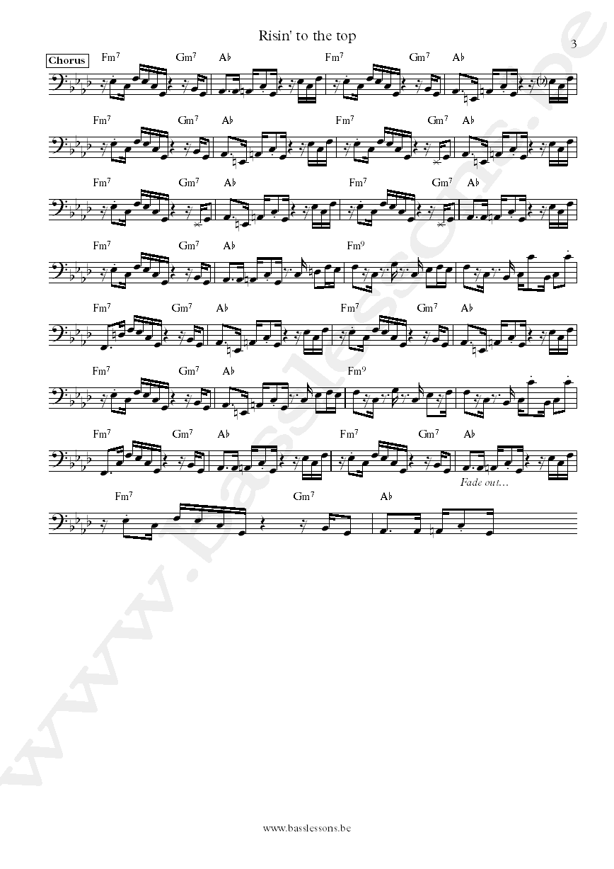 Keni Burke Risin To The Top bass transcription part 3