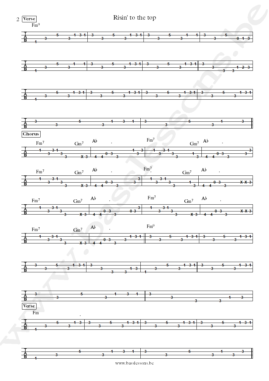 Keni Burke Risin To The Top bass tab part 2