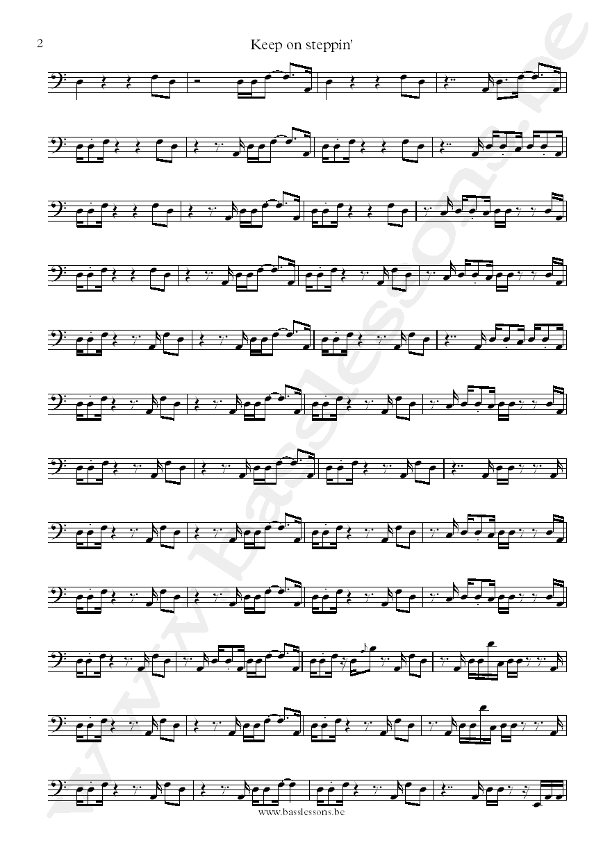 The fatback band Keep on steppin Johnny Flippen bass transcription part 2