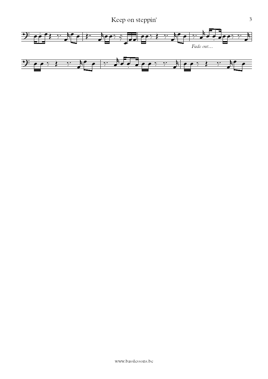 The fatback band Keep on steppin Johnny Flippen bass transcription part 3