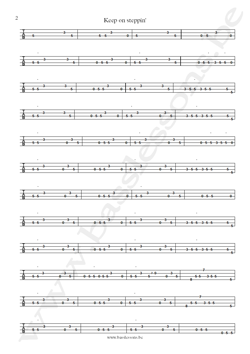 The fatback band Keep on steppin Johnny Flippen bass tab part 2
