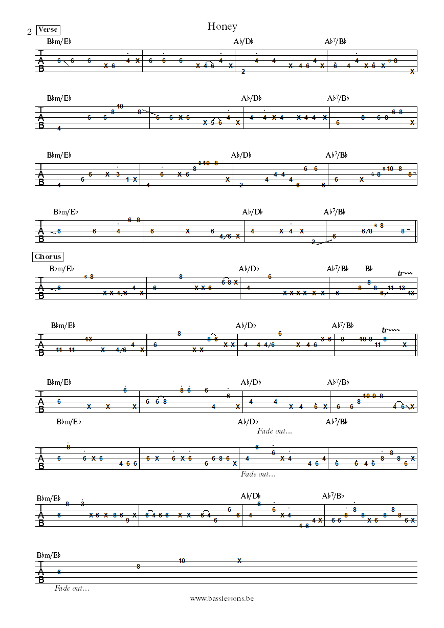 Raveena Honey Aaron Liao bass tab part 2