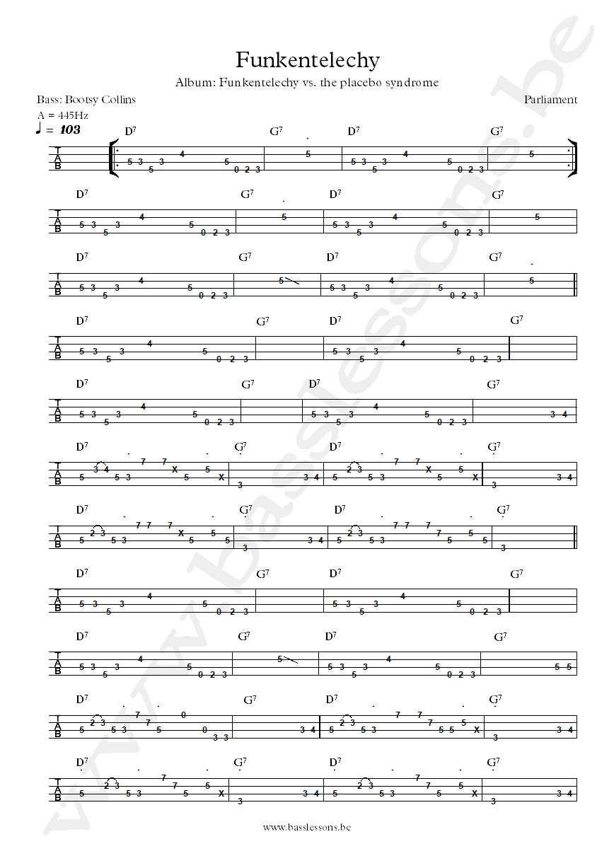 Parliament Funkentelechy Bootsy Collins tab