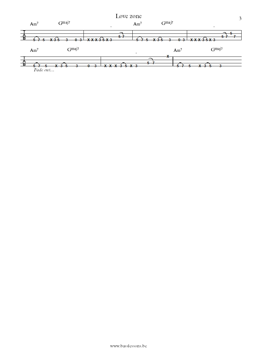 Billy Ocean love zone Wayne Braitwaite bass tab part 3