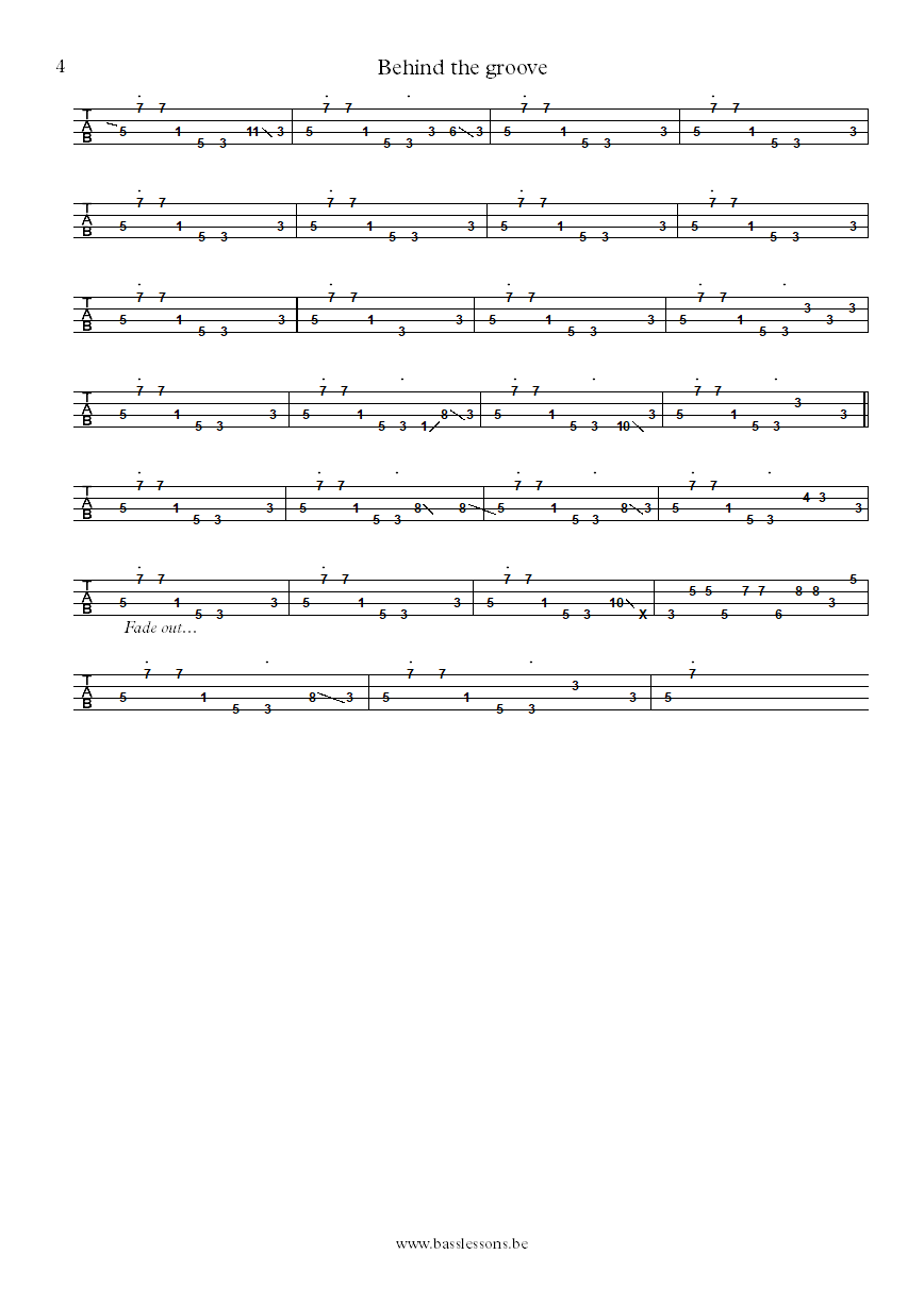 Teena Marie Behind the groove Oscar Alston bass tab part 4