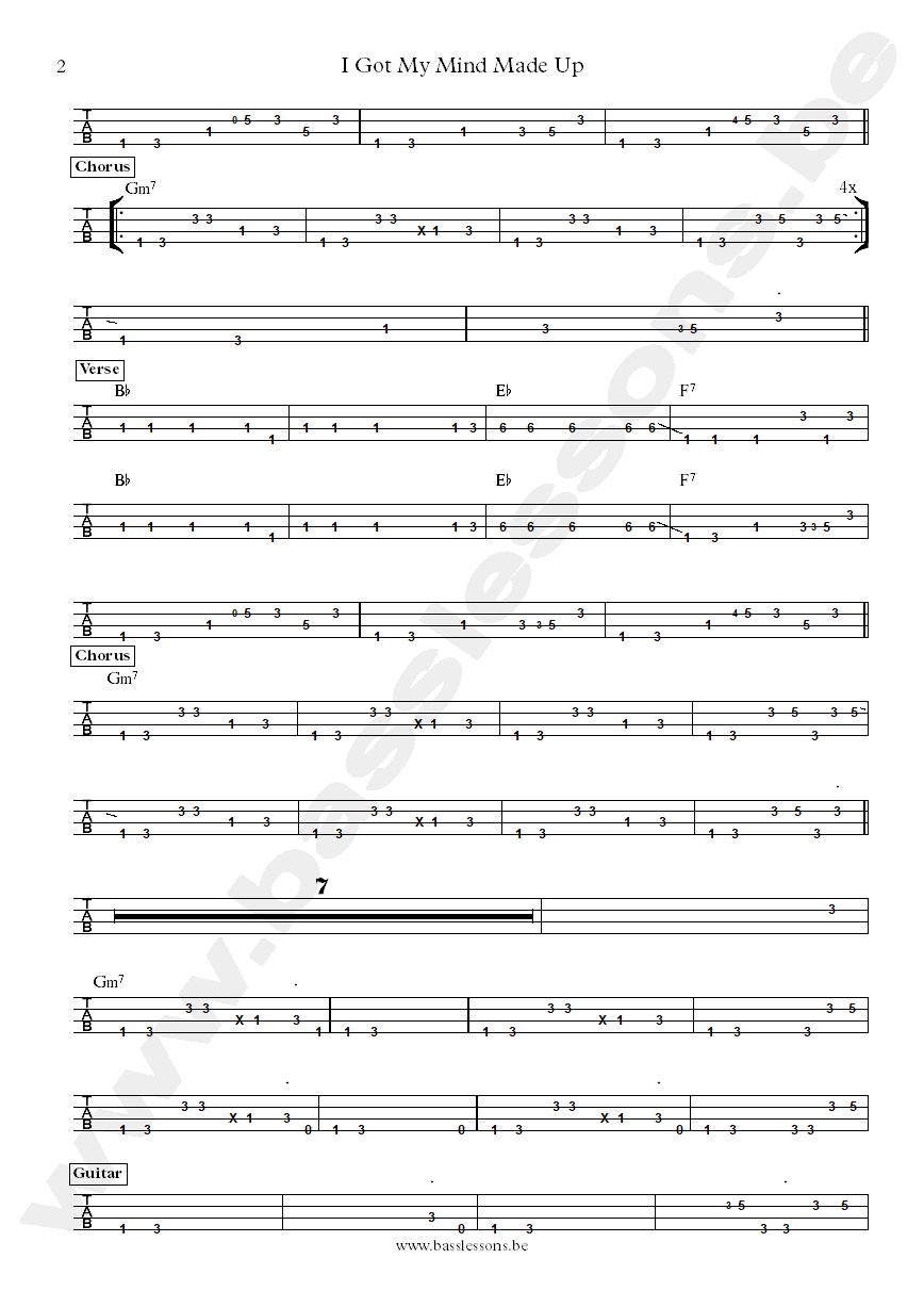 Instant Funk I got my mind made up Raymond Earl bass tab part 2