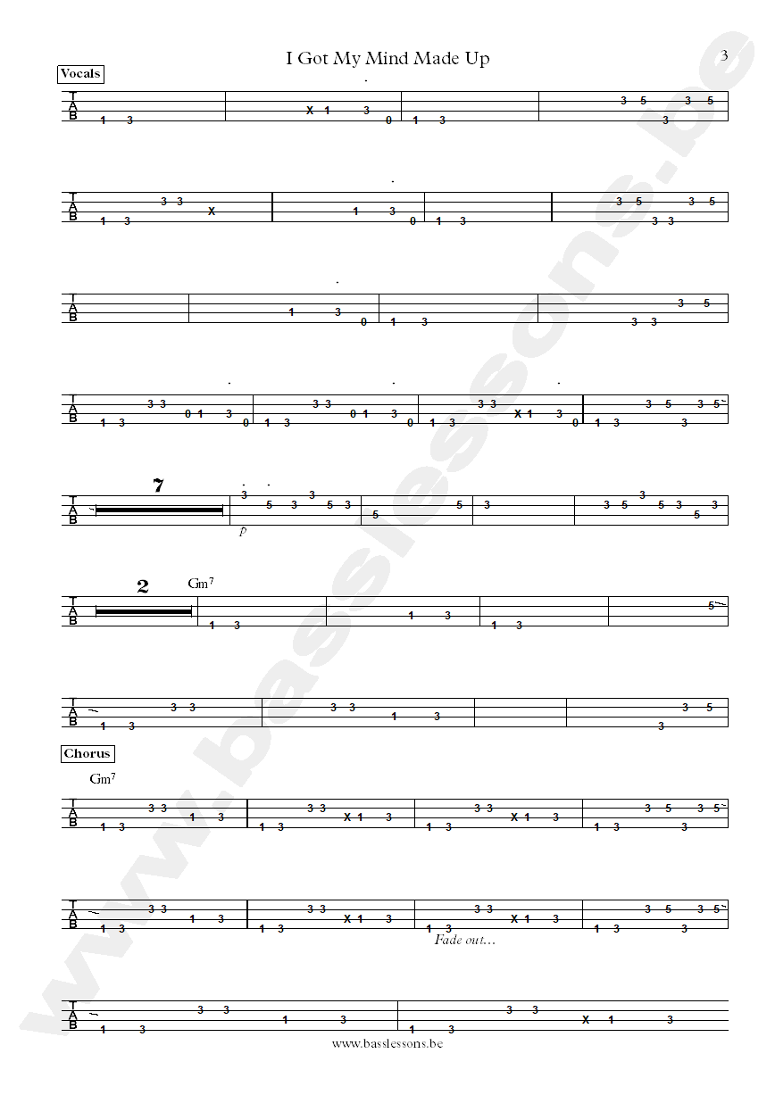 Instant Funk I got my mind made up Raymond Earl bass tab part 3