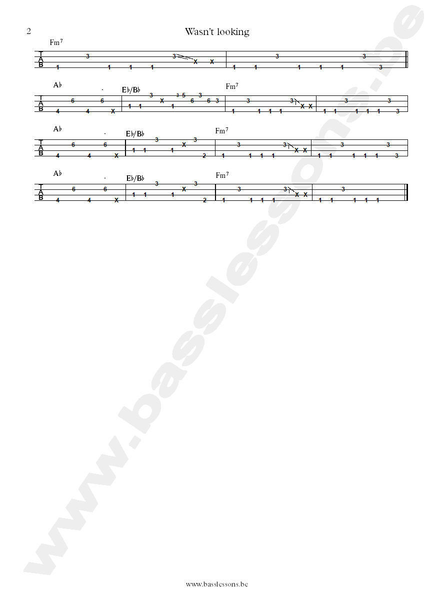 Eliza Wasnt looking bass tab part 2