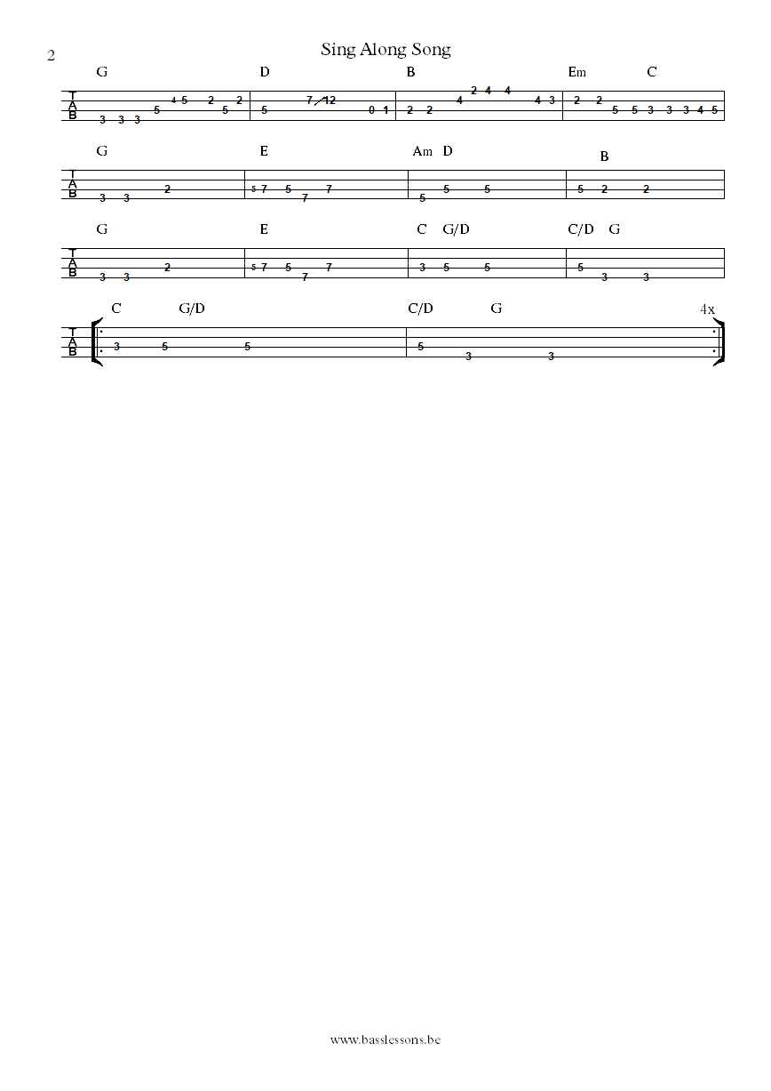 Dr. John Sing Along Song George Porter Jr. bass tab part 2