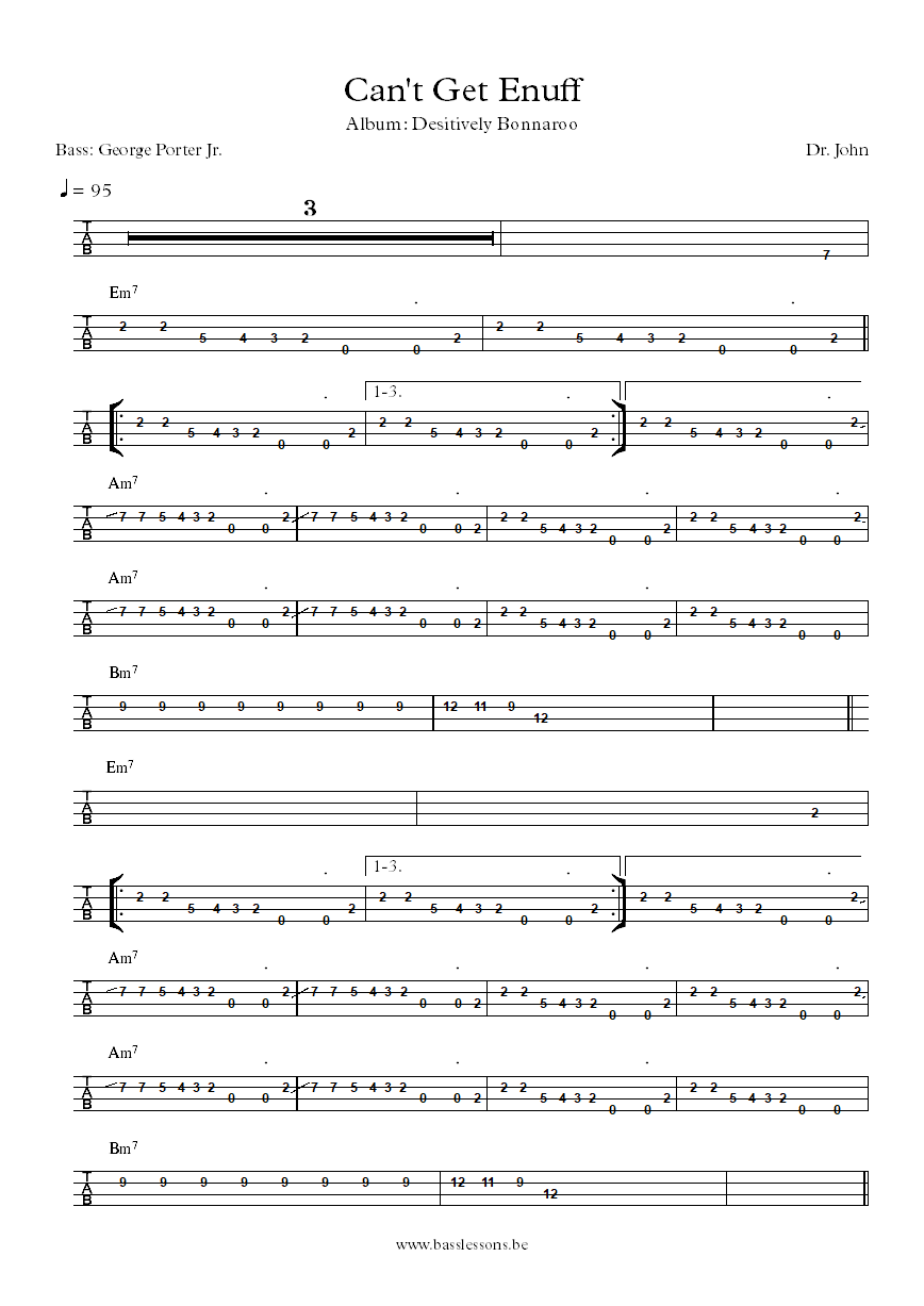 Dr. John Can't get enuff George Porter Jr. bass tab