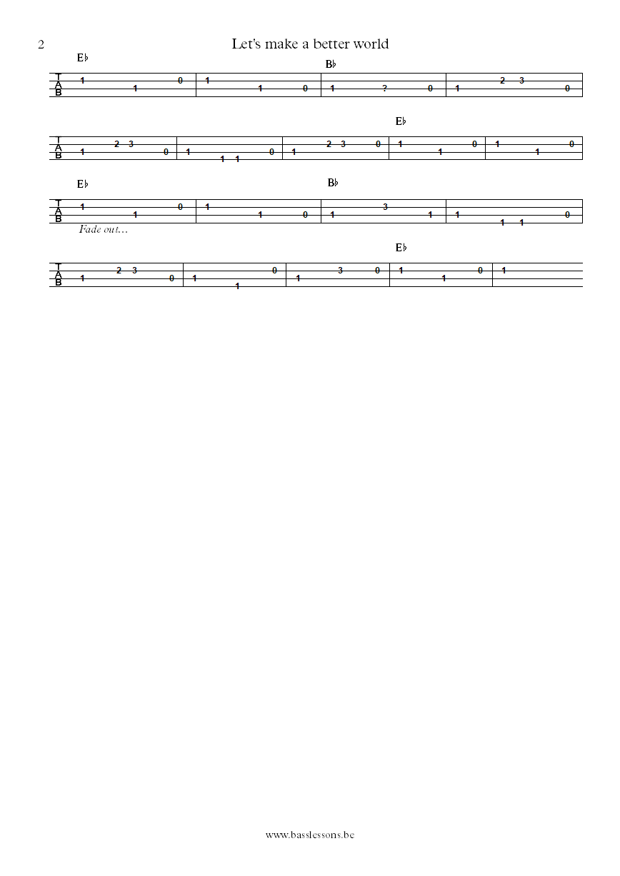 Dr. John Let's make a better world George Porter Jr. bass tab part 2