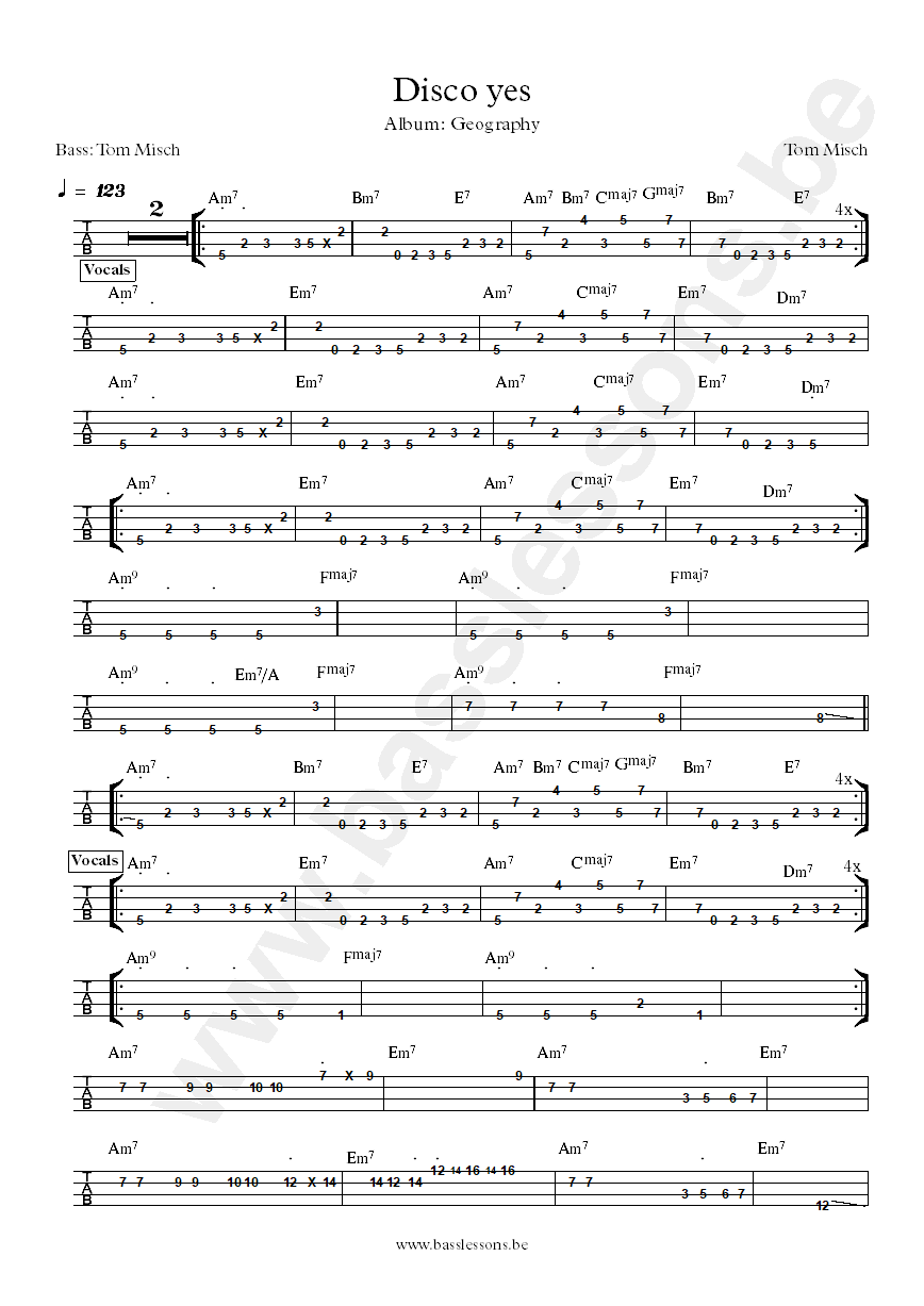 Tom Misch Disco yes bass tab