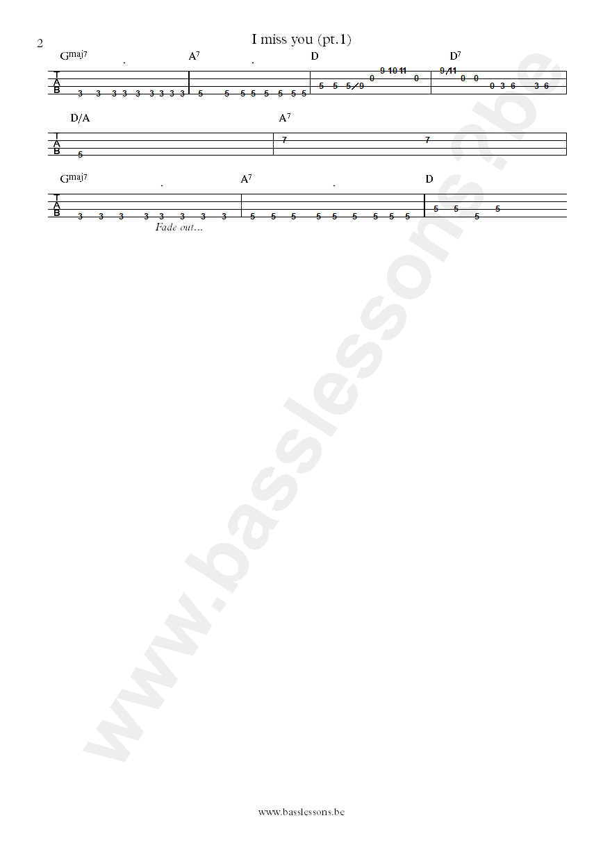 Harold Melvin I miss you bass tab part 2