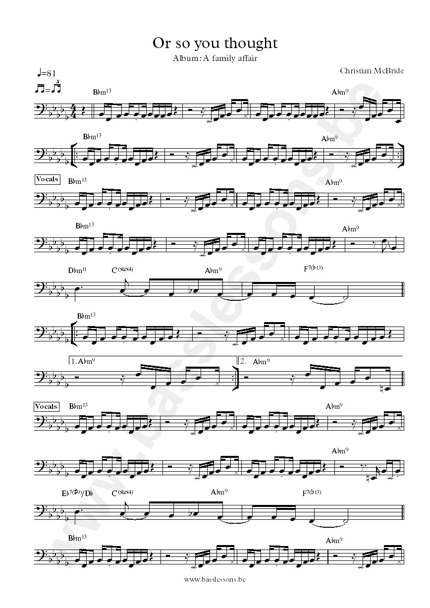 Christian McBride Or So You Thought bass transcription including bass solo
