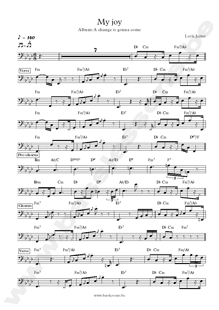 Leela James My joy bass transcription