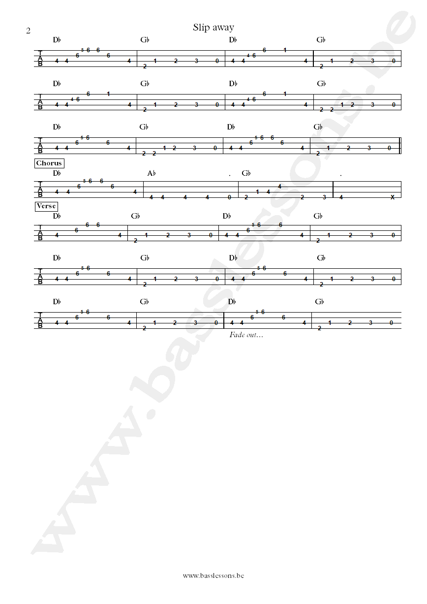 Clarence Carter Slip away Slip away bass tab part 2