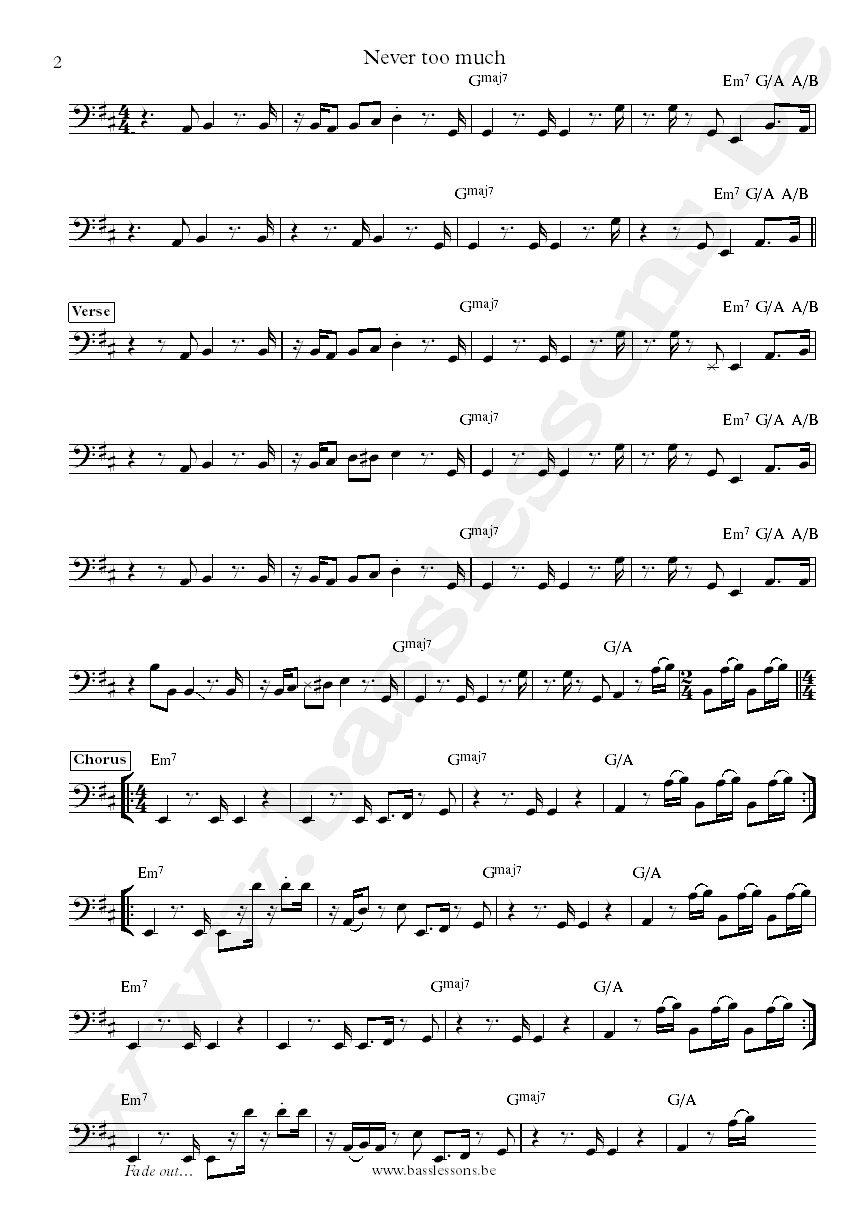 Luther Vandross Never too much Marcus Miller bass transcription part 2