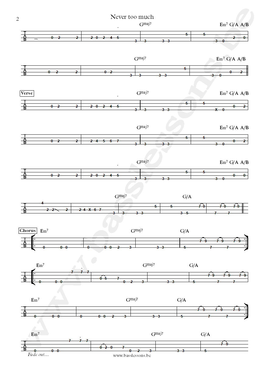 Luther Vandross Never too much Marcus Miller bass tab part 2