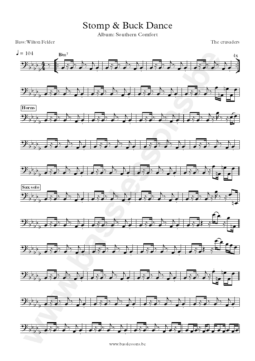 The crusaders Stomp and Buck Dance Wilton Felder bass transcription