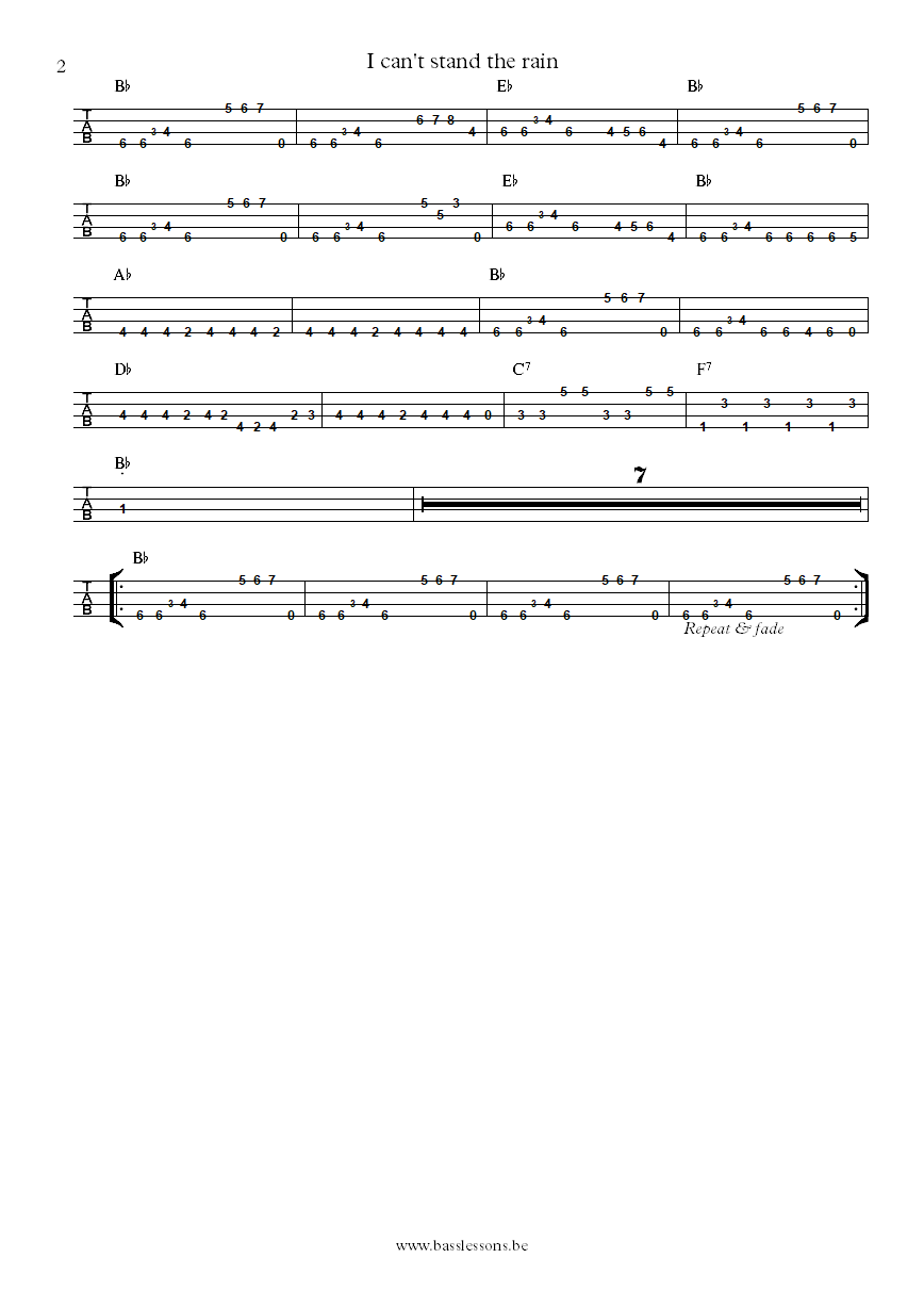 Eruption I can't stand the rain Morgan Perrineau bass transcription