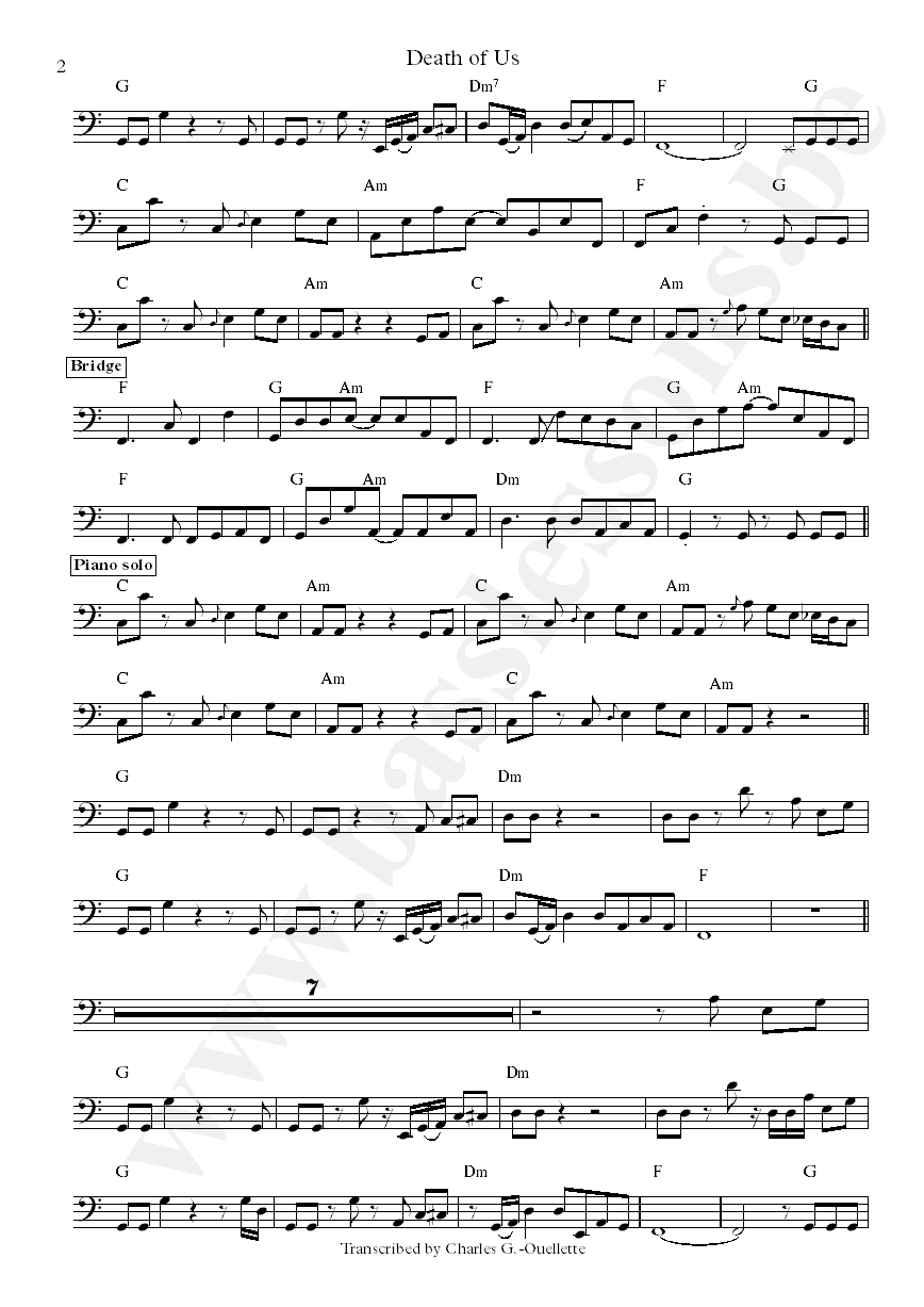 Theo Katzman The death of Us Joe dart bass transcription part 2