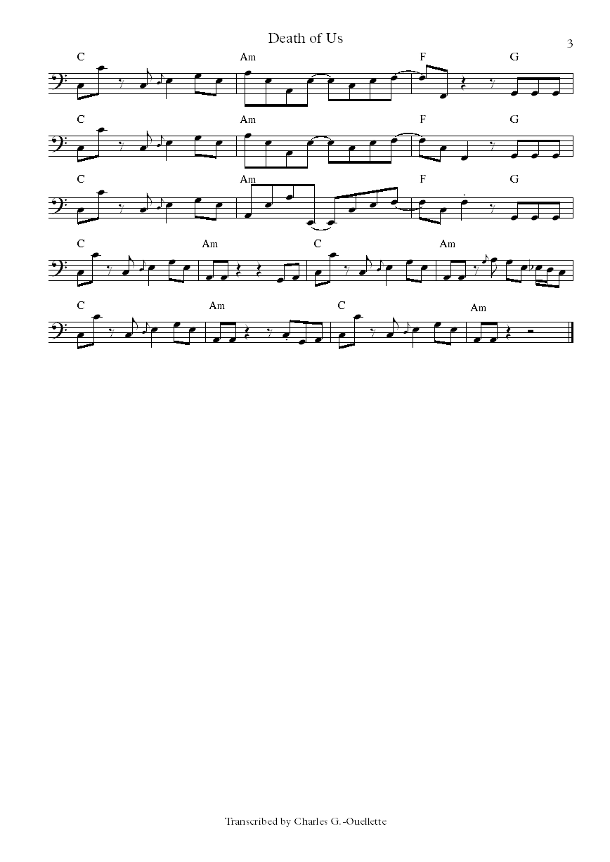 Theo Katzman The death of Us Joe dart bass transcription part 3