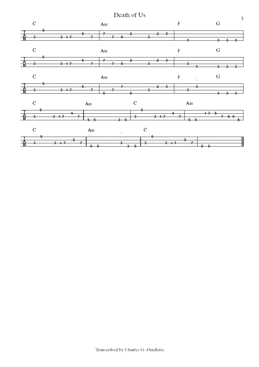 Theo Katzman The death of Us Joe dart bass tab part 3