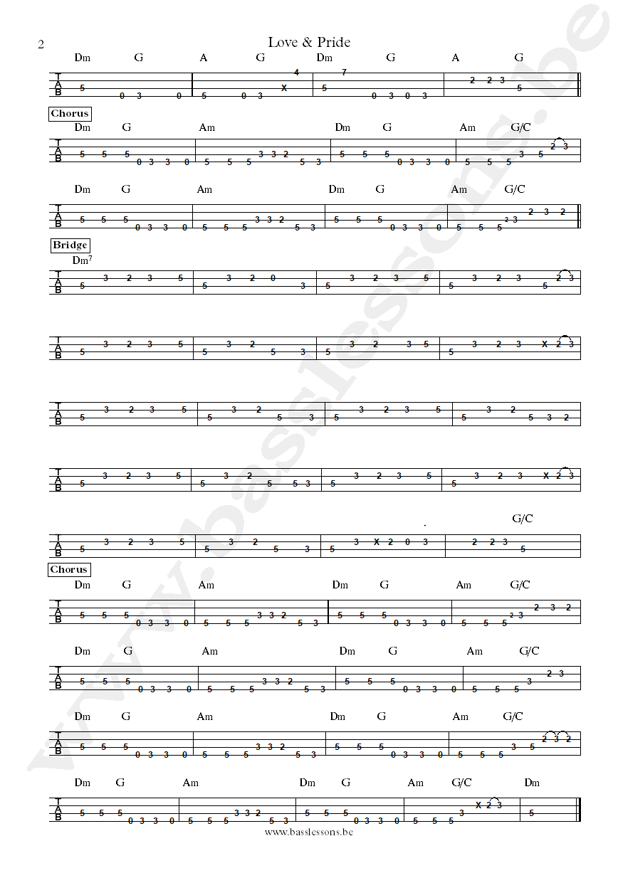 King Love and pride Anthony Wall bass tab part 2