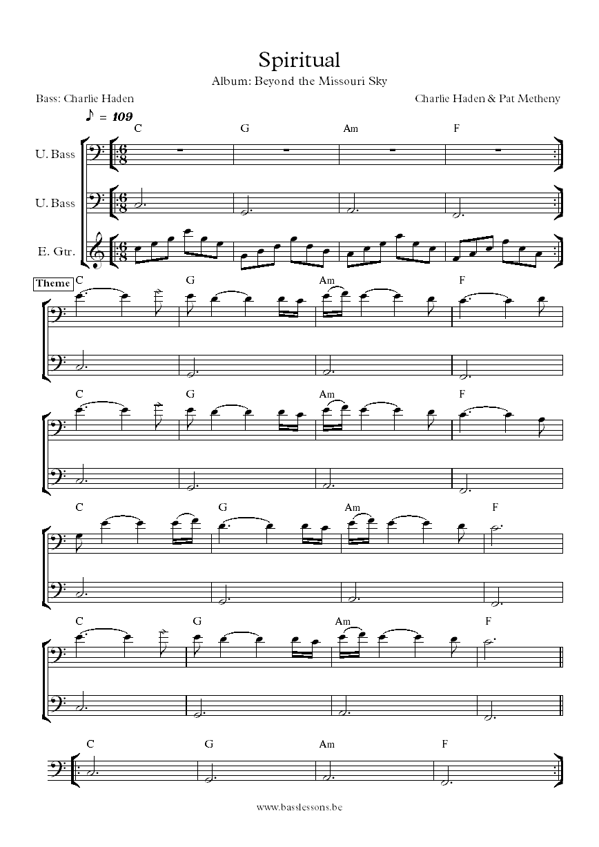 Charlie Haden Pat Metheny spiritual transcription