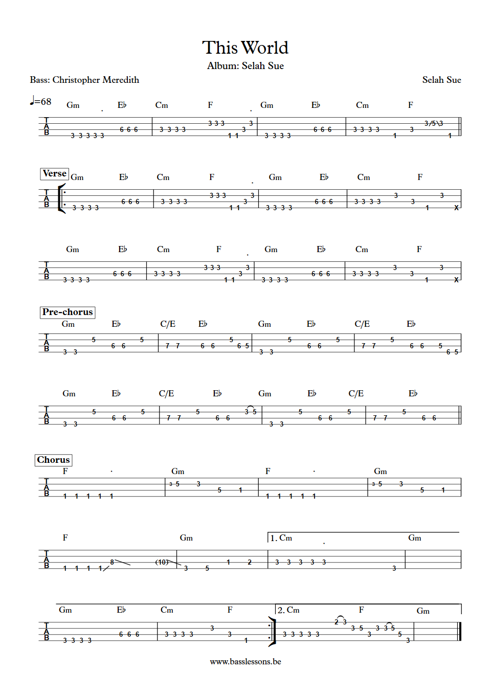 Selah Sue This World Christopher Meredith bass tab