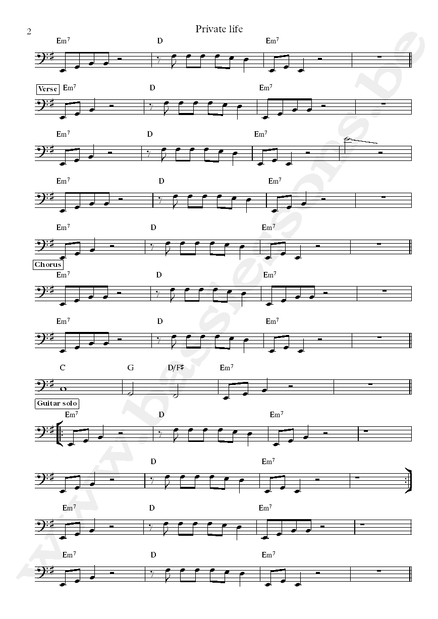 Grace Jones Private life Robbie Shakespeare bass transcription part 2