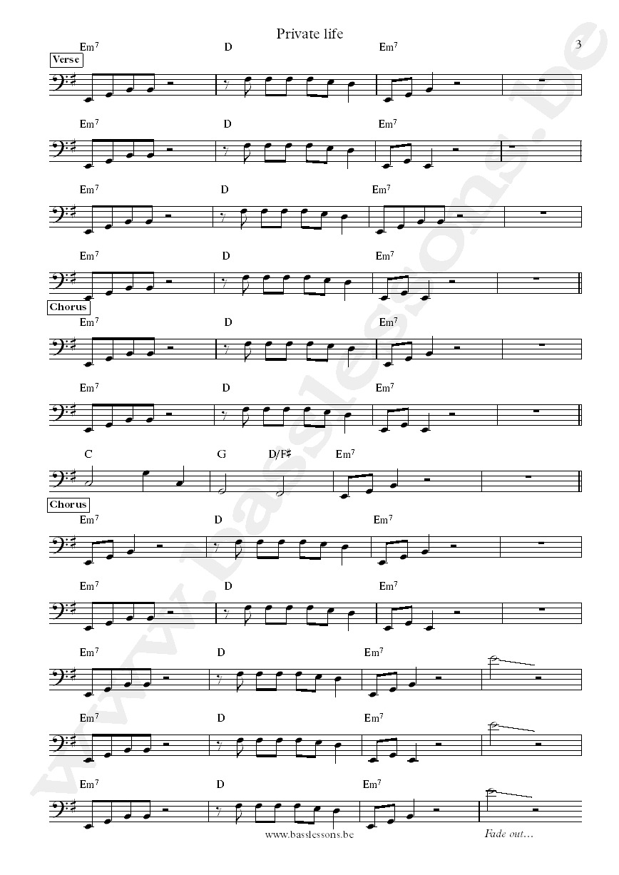 Grace Jones Private life Robbie Shakespeare bass transcription part 3