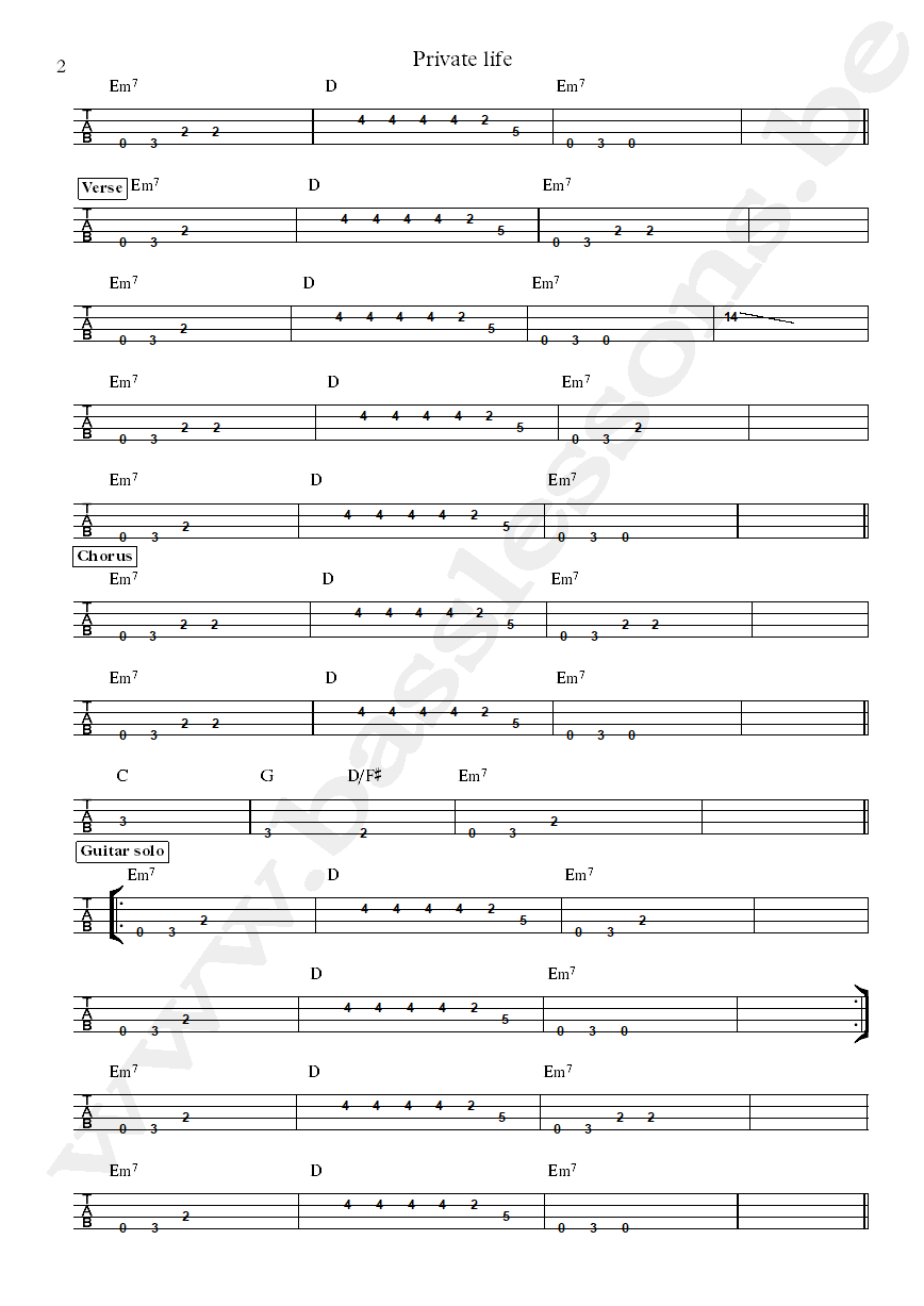 Grace Jones Private life Robbie Shakespeare bass tab part 2