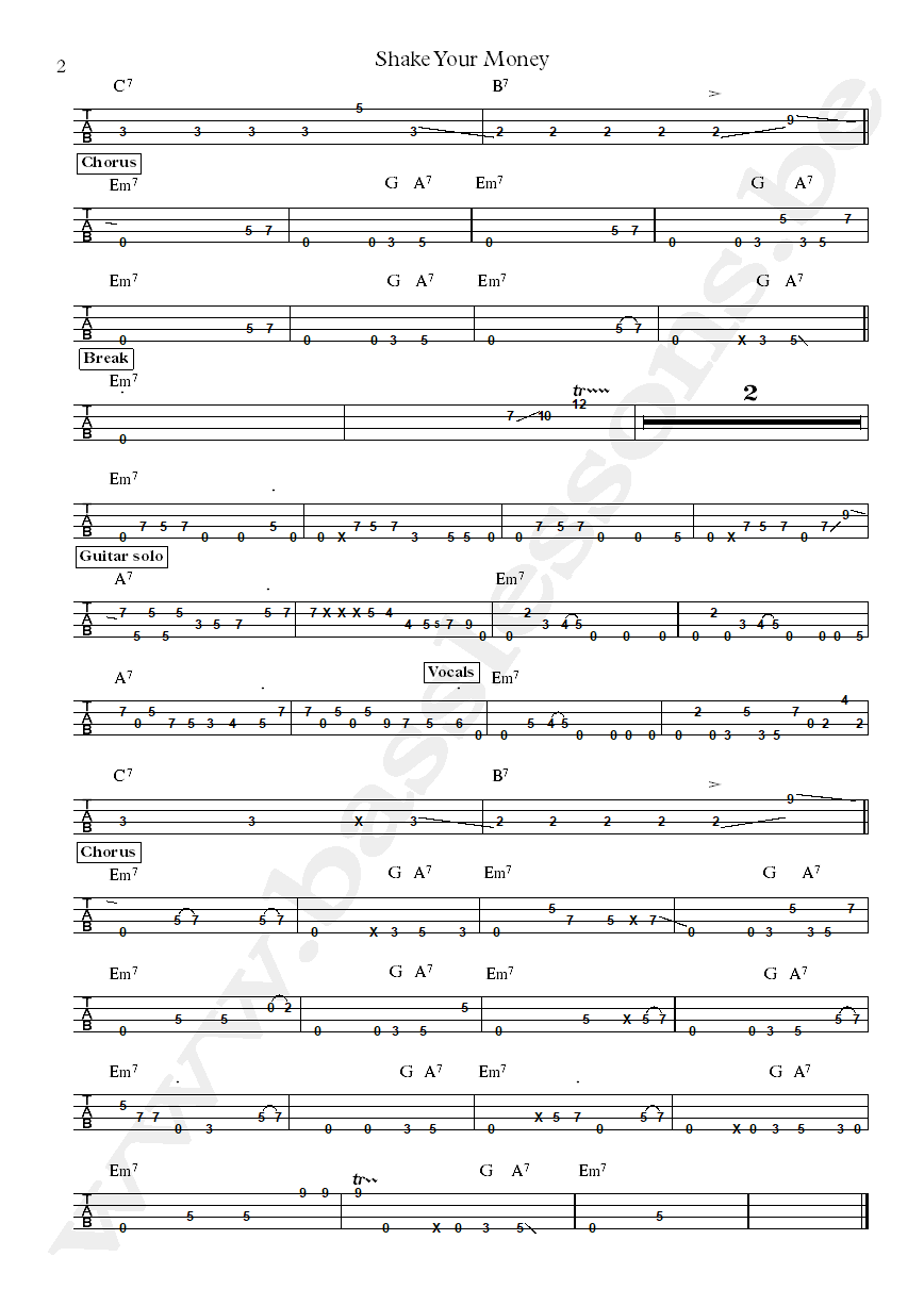 Brother Strut Shake your money Paul Turner bass tab part 2