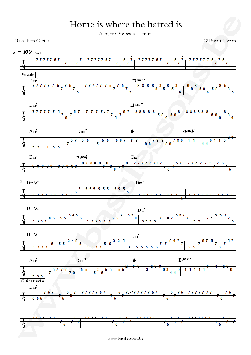 Gil Scott-Heron Home is where the hatred is Ron Carter bass tab