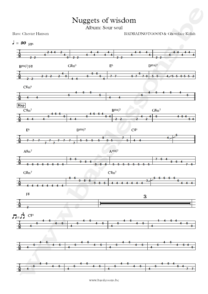 BADBADNOTGOOD Ghostface Killah Nuggets of wisdom Chester Hansen bass tab