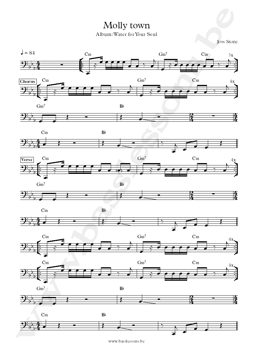 Joss Stone Molly Town bass transcription