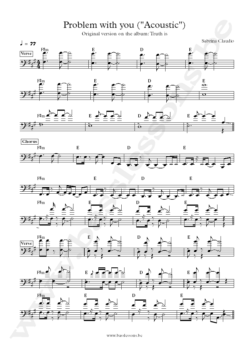 Sabrina Claudio Problem with you bass transcription