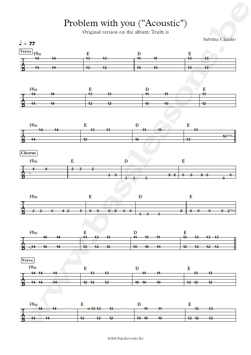 Sabrina Claudio Problem with you bass tab